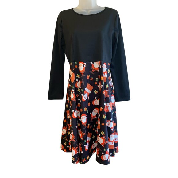 Ladies MIDI Santa UGLY Christmas Sweater Swing Dress Size Small - Christmas - Picture 2 of 8